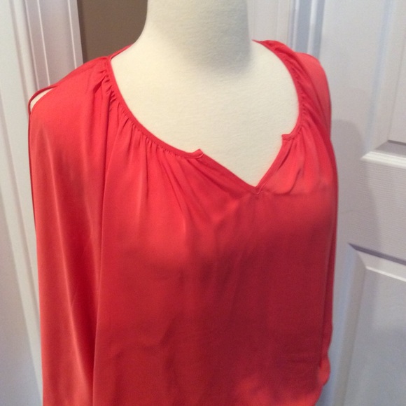 Kenar coral smocked waist blouse Sz S - Picture 3 of 7